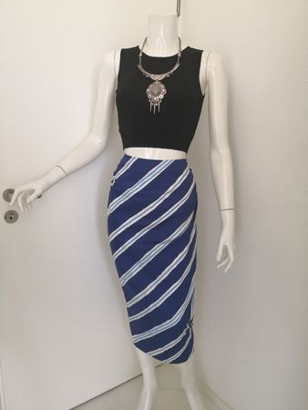 🤩 MANGO MIDI-ROCK BLAU GESTREIFT