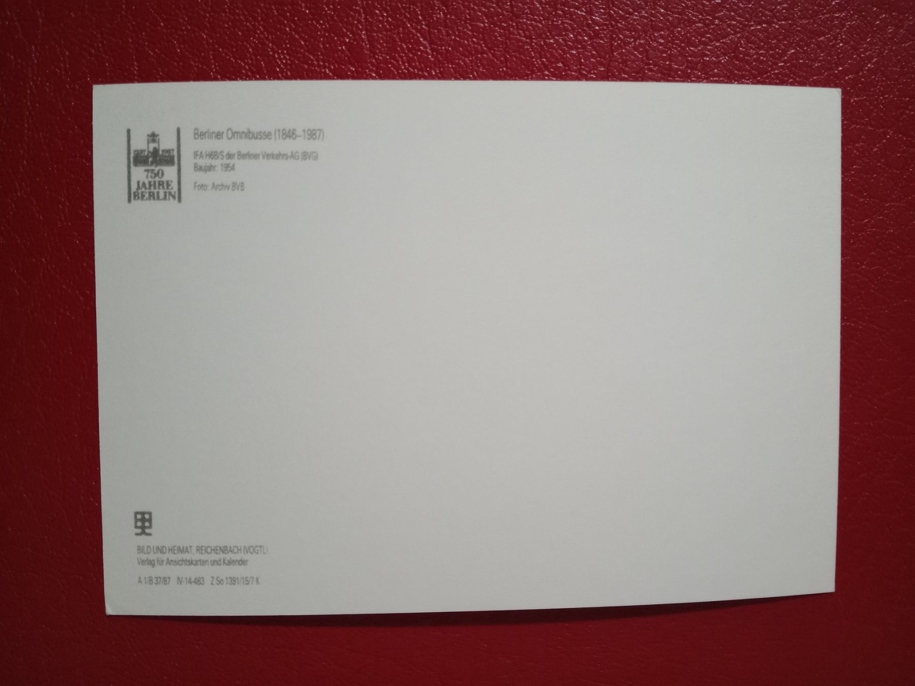 Cartoline postali: AK Autobus Berlin Typ IFA H68/S – Usato da Küttigen venduto da Melisch1000 1
