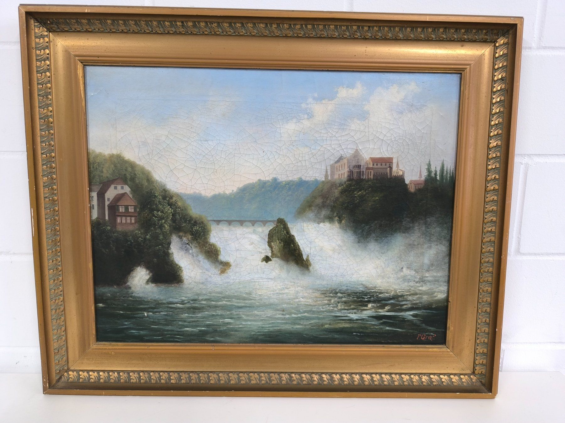 Dipinti: F.GRAF - Ölgemälde , Rheinfall Schaffhausen – Usato da Rüti ZH venduto da Restwert_Rueti_ZH