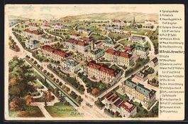 Lithographie Bern, Inselspital, 1911