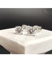 Ohrstecker 925 Silber Weiss-Vergoldet Moissanit 2x 0.50ct.