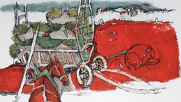 Rudolf Mirer "Die Ernte". Lithografie. Handsigniert.