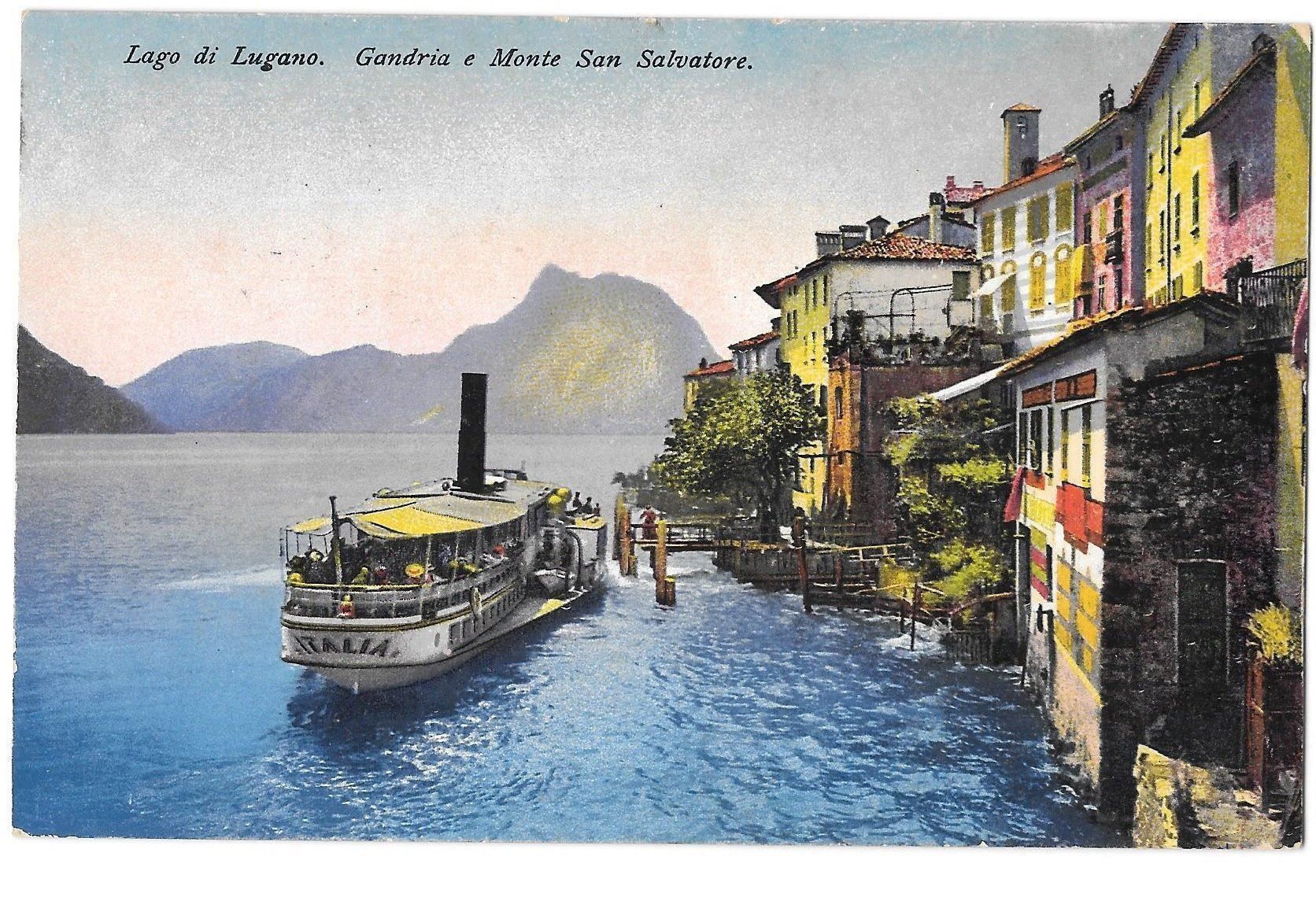 Cartoline postali: Gandria mit Dampfschiff Italia – Usato da Olten venduto da clotaldi