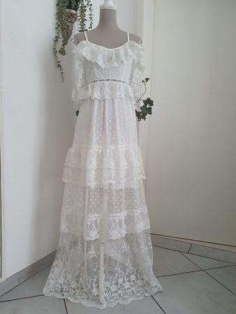 Schulterfreies Spitzen Maxikleid Gr S *neuwertig*