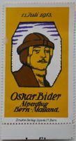 Vignette Oskar Bider Alpenflug Bern-Mailand 1913 ungebraucht