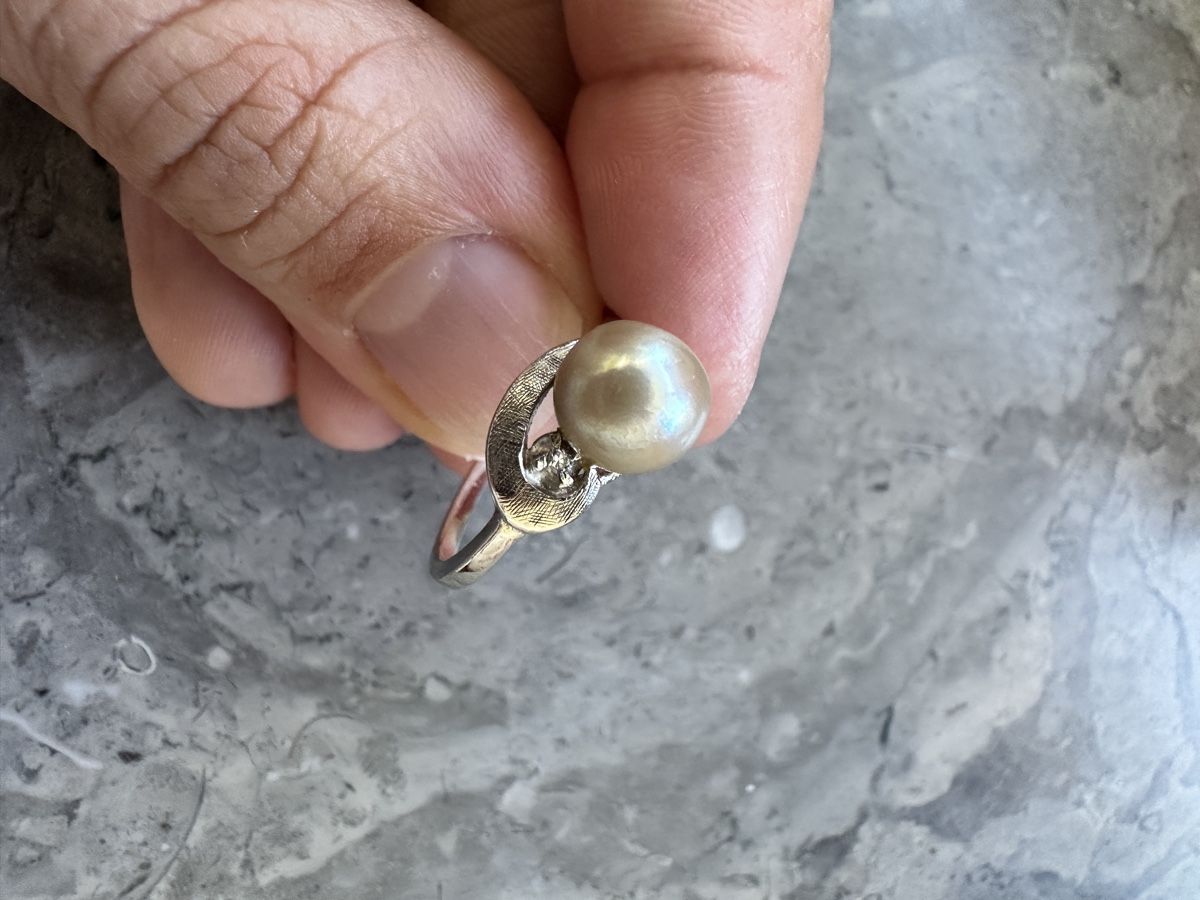 Anelli: Perlenring mit Diamant 14k Weissgold – Usato da Baden venduto da Marytumby 5