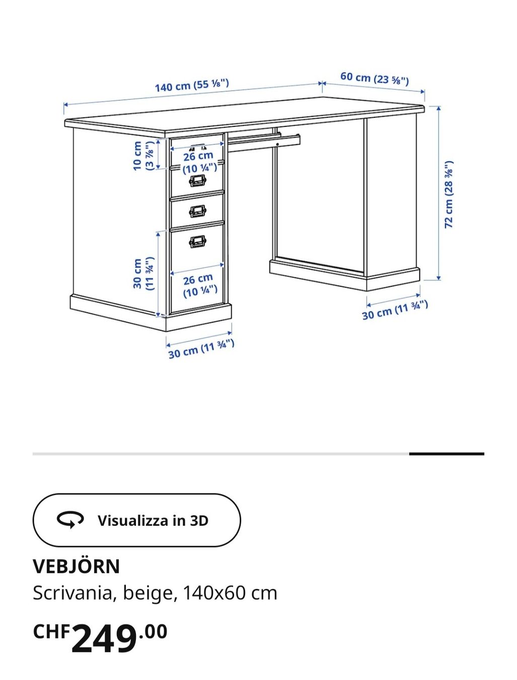 Ikea Scrivanie: Scrivania VEBJÖRN - IKEA – Usato da Bellinzona venduto da Skiley99 2