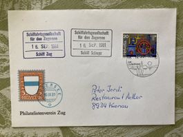 Phil.V.Zug:Brief mit 2 Stempeln:Schiff Zug,Schiff Schwyz!