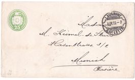 Tübli-Brief 25c mit Rasierklingenstempel 1903 nach München