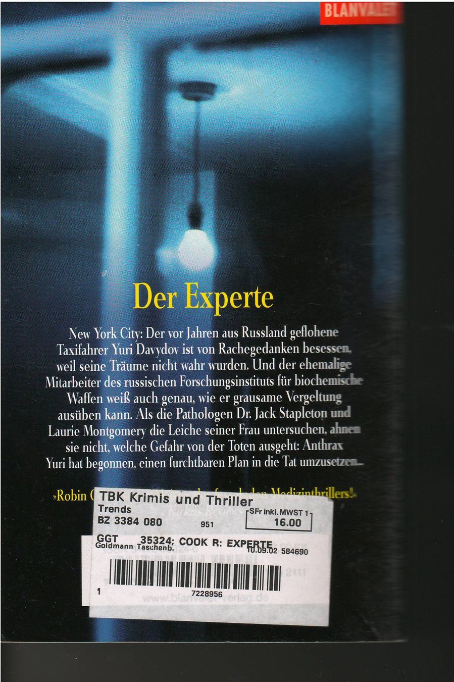 Libri: Robin Cook  -  Der Experte – Usato da Lyss venduto da Zon 1