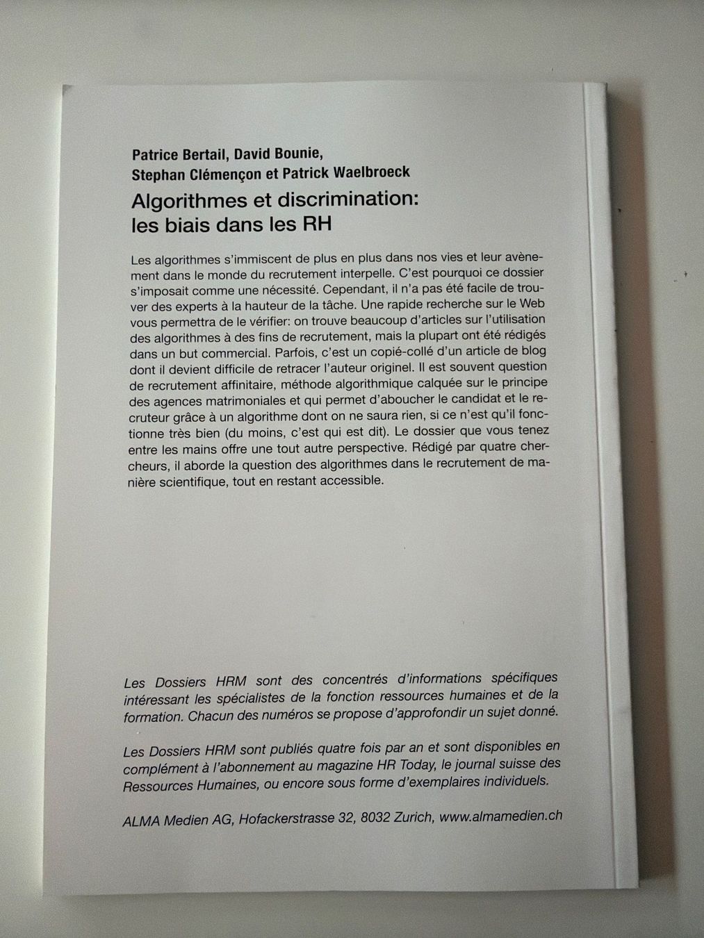 Libri: Algorithmes et discrimination, les biais dans les RH – Usato da Fribourg venduto da J334455 1