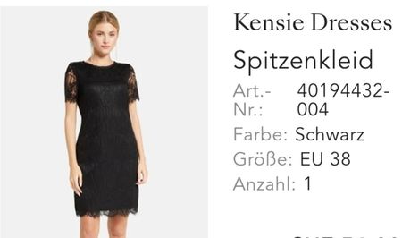 Klassisches, schwarzes Spitzenkleid von Kensie, Gr. 38  NEU!