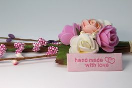 Label "Hand made with love" rosa (1 Stück)