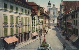 Solothurn Hauptgasse, Brunnen, Kathedrale, ca. 1920