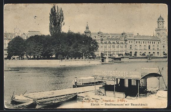 Cartoline postali: Zürich, Stadthausquai mit Bauschänzli  – Usato da Berlin venduto da bartko-reher