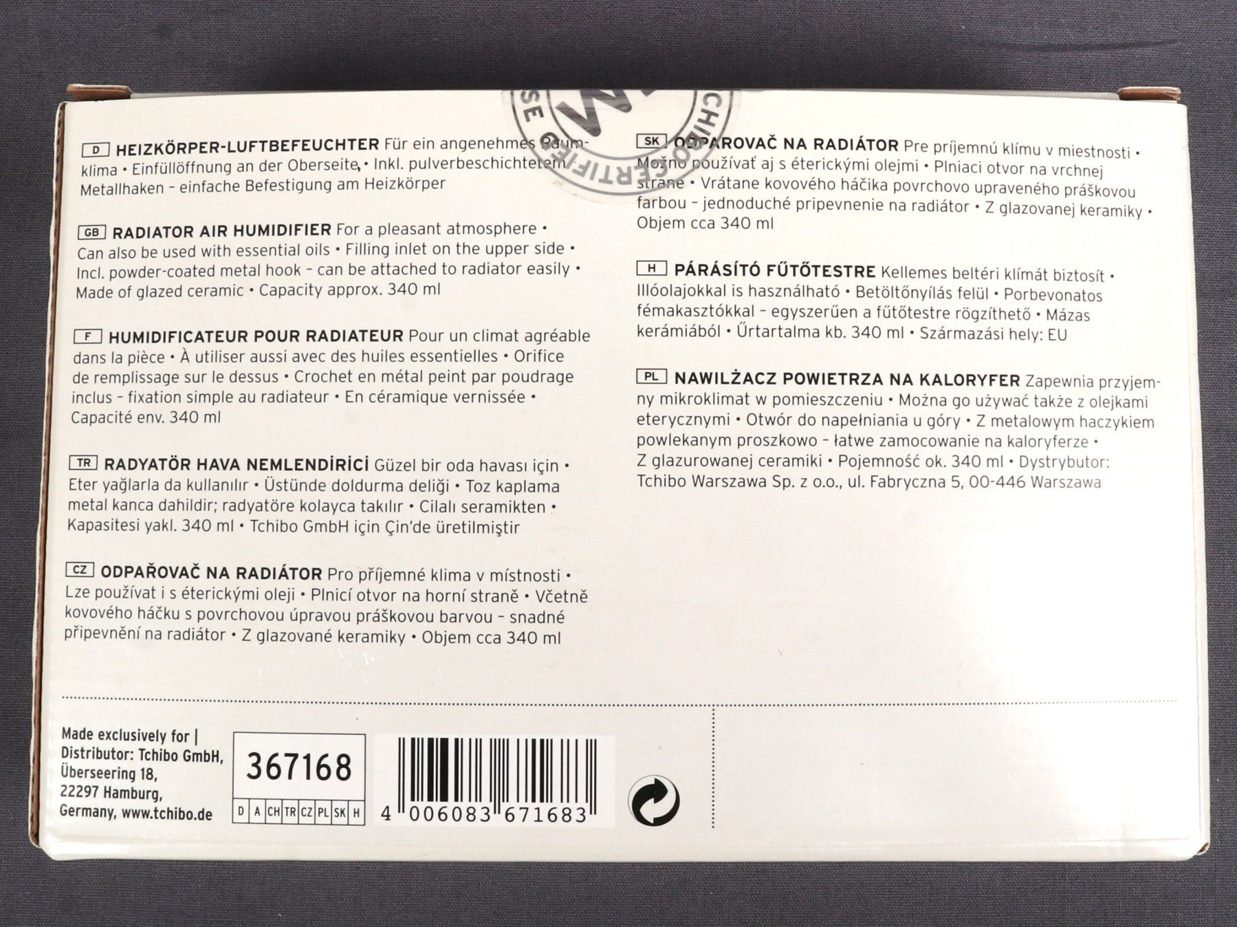 Umidificatori d'aria: TCHIBO HEIZKÖRPERLUFTBEFEUCHTER – Usato da Steinen venduto da Restwert_Steinen 7