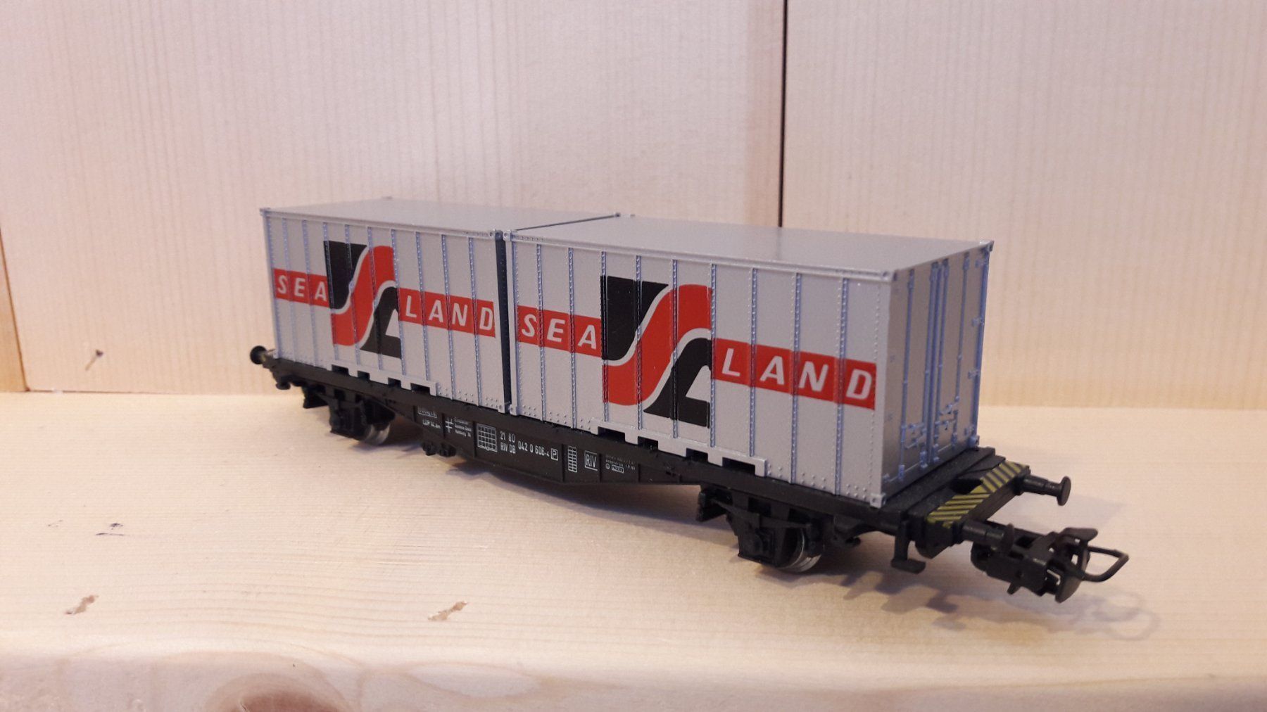 Märklin Modellini di ferrovie: Märklin HO AC : DB wagon porte-container "Sea Land" – Usato da Buttes venduto da Cafe2005 2