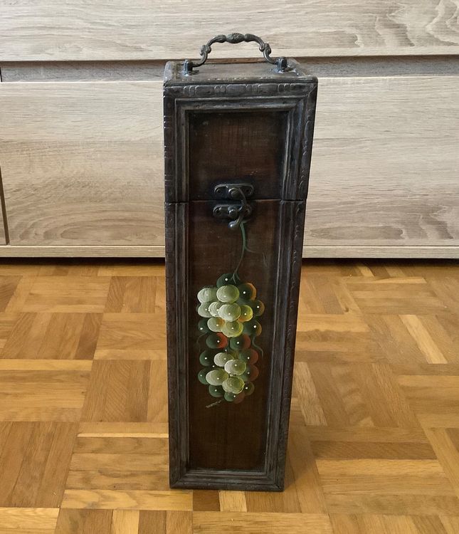 Ancienne Boîte En Bois à Bijoux - Coffret Revêtu De Cuivre Avec Intérieur Rouge - Occasion