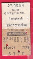 KARTON BILLETT,RORSCHACH - FRIEDRICHSHAFEN,2.KLASSE,RETOUR,H
