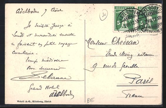 Cartoline postali: AK Adelboden, Grand Hotel, 1912 – Usato da Berlin venduto da bartko-reher 1
