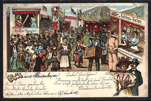 Ansichtskarten: Litho Leierkastenmann auf einem Volksfes – Gebraucht aus Berlin von bartko-reher
