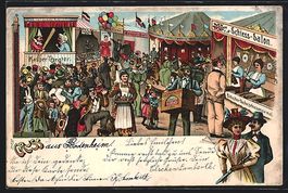 Litho Leierkastenmann auf einem Volksfes
