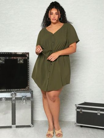 Kleid / lange Bluse oliv Gr. 56 / 58 / 60