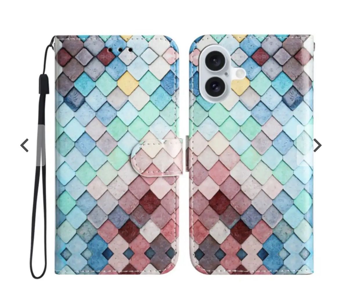 Cover & Protezioni schermo: iPhone 16 Kunstleder Tasche Hülle mit Kartenfach Gitter – Nuovo (secondo la descrizione) da Thürnen venduto da Lilie37 4
