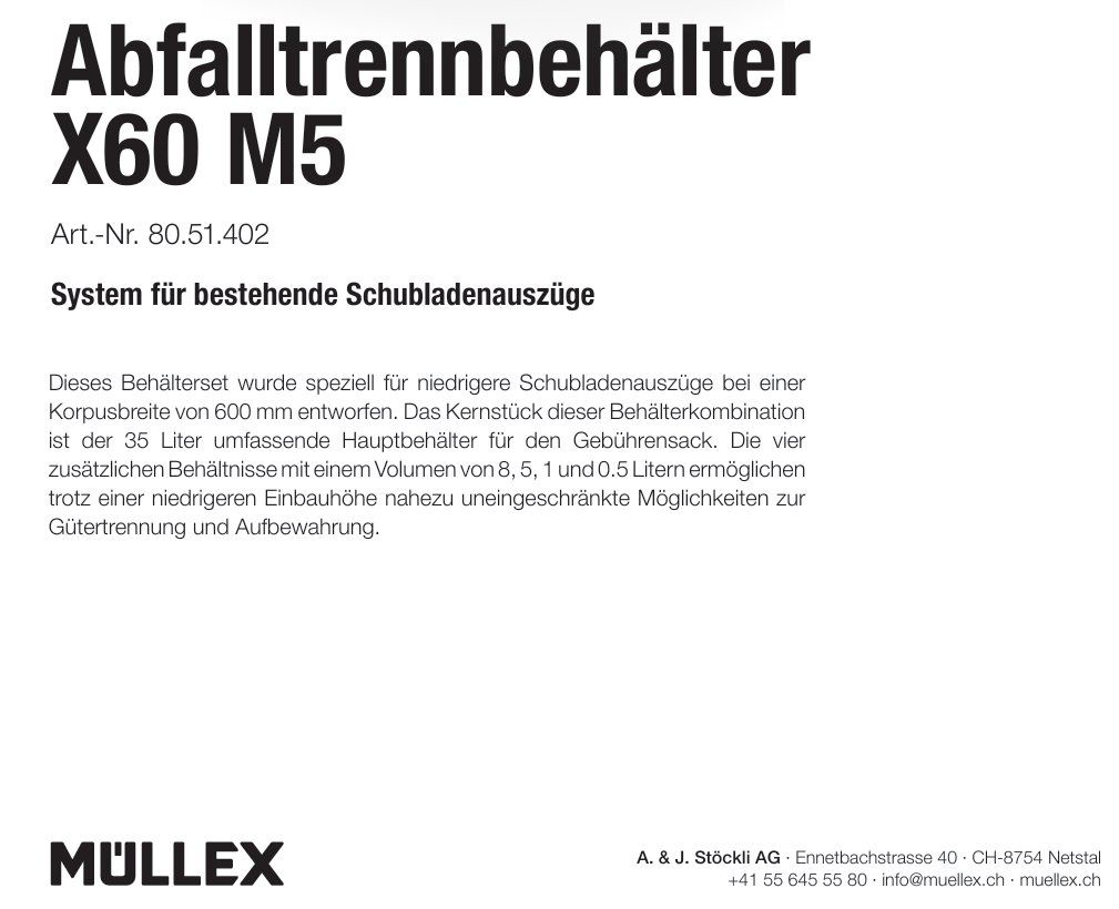 Müllex Cestini per rifiuti: 074 Müllex Abfallsystem X60 M5 – Nuovo e nell'imballaggio originale da Derendingen venduto da Meisterstuecke 2