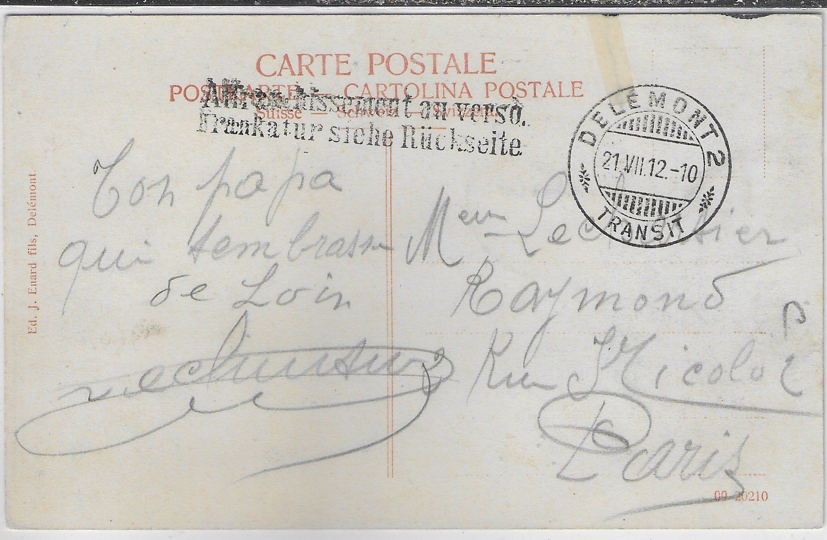 Cartoline postali: Souvenir de Delemont - coloriert – Usato da Ettingen venduto da Kartenplanet 1