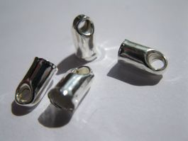 10 Endkappen versilbert 3,6mm, für 3 - 3,5mm Bänder