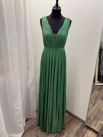 Abendkleid grün Falten V-Ausschnitt Grösse 34 NEU