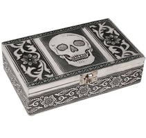 Schmuckbox aus Holz Aluminium TOTENKOPF 20 x 12 x 6 cm