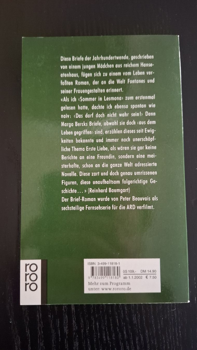 Bücher: Roman • Sommer in Lesmona • Marga Berck – Gebraucht aus Ottenbach von Rasenmaeeher 1
