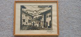 Schwärzler AK Holzschnitt original