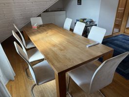 8 Freischwinger Stühle weiss Metallgestell gebraucht