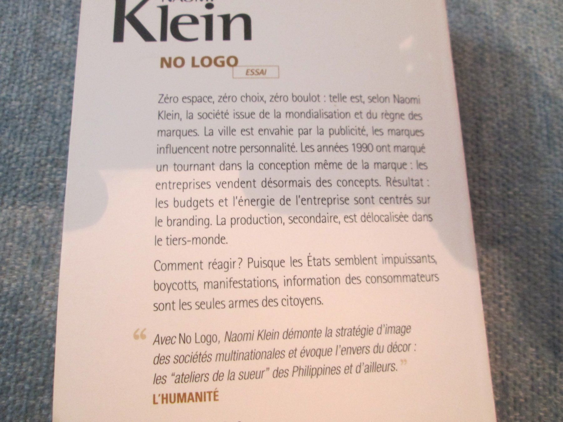 Libri: No Logo - La tyrannie des marques – Usato da Neuchâtel venduto da Dualseele 1