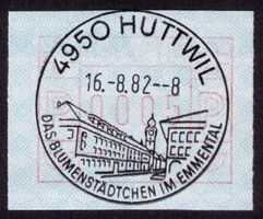 ATM 6_4950 HUTTWIL_16.8.82_Werbestempel K169b__ERSTTAG !
