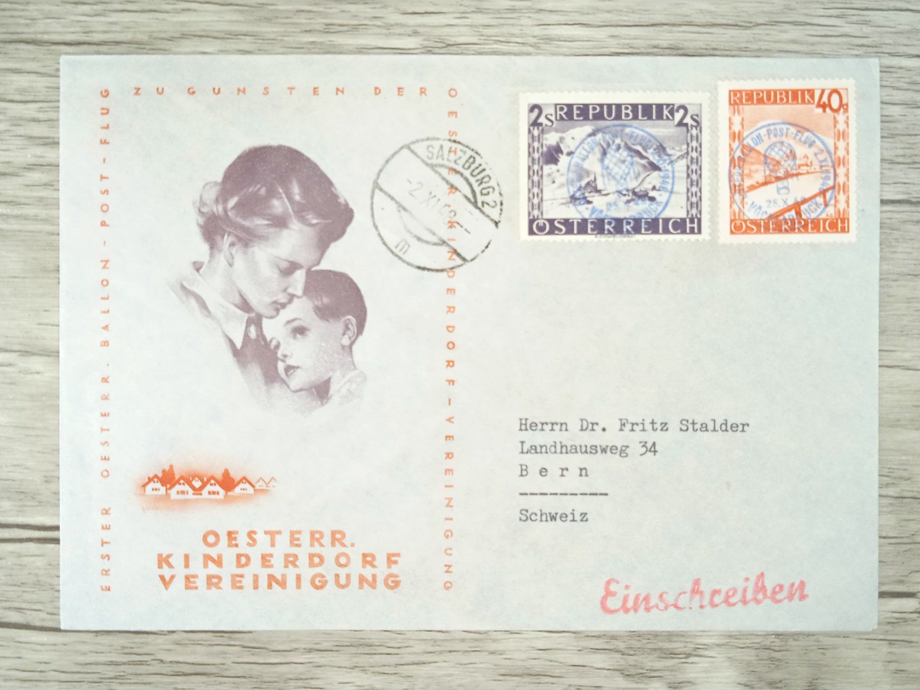 Alle Briefmarken: TR76 Enveloppe + Timbre Autriche 1948 Theme Ballon – Gebraucht aus Cousset von Patrick_Collections