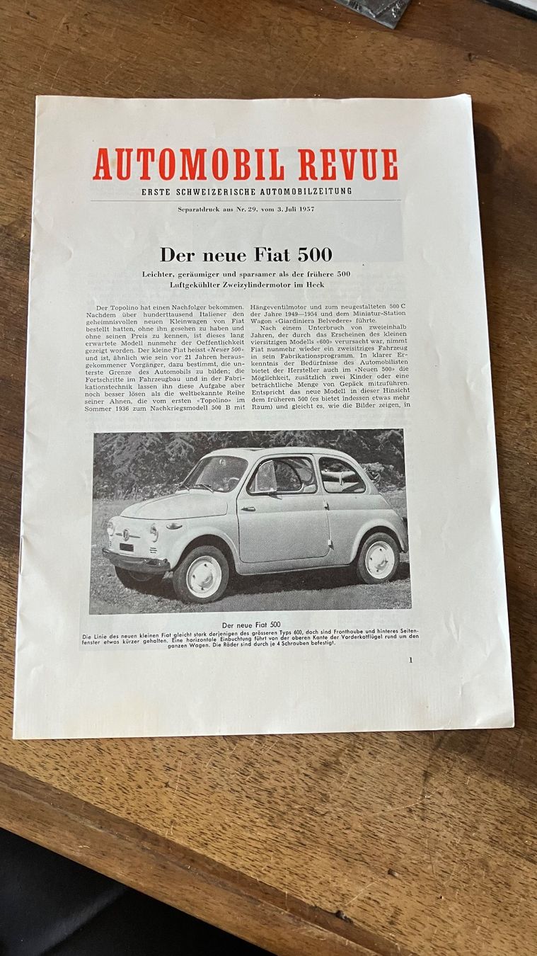 Fiat Autos: Fiat 500 prospectus 1957 – Gebraucht aus St-Cierges von LeRegain