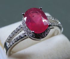 Silber 925 farbverbesserter Rubin Fingerring Gr. 57