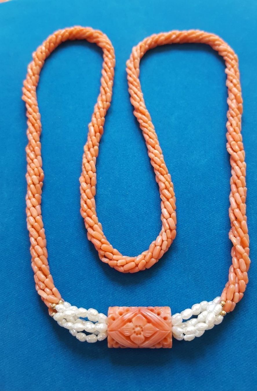 Catenine: Coralle Kette mit 585 Gold kugeln/Perlen – Usato da Wald ZH venduto da Aniade 1
