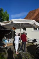 Sonnenschirm mit Ständer Beige 3.8m D ( für 4 Platten 50cm)