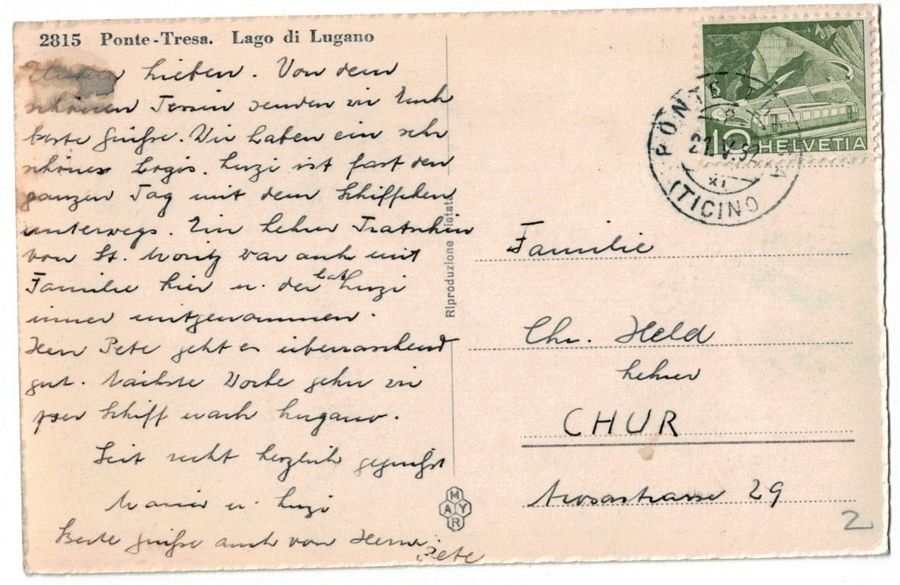 Cartoline postali: Ponte Tresa, circolata 1952 – Usato da Frauenfeld venduto da POML 1