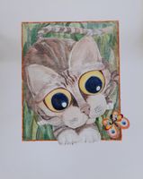 M. AMIGUET (1937-2018) chat et papillon