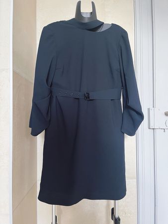 Completely new Elegant Navy Dress with Belt S-M office wear