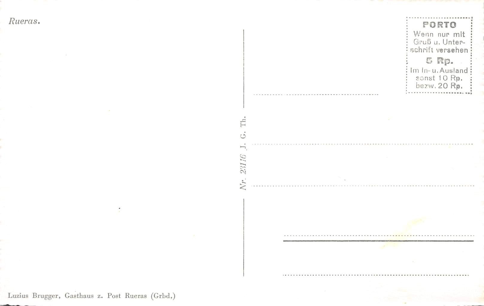 Cartoline postali: Rueras – Usato da Ottikon b.Kemptth. venduto da Neptun1974 1