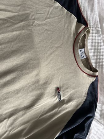 Adidas Langarmshirt beige-dunkelblau Grösse L, Vintage 