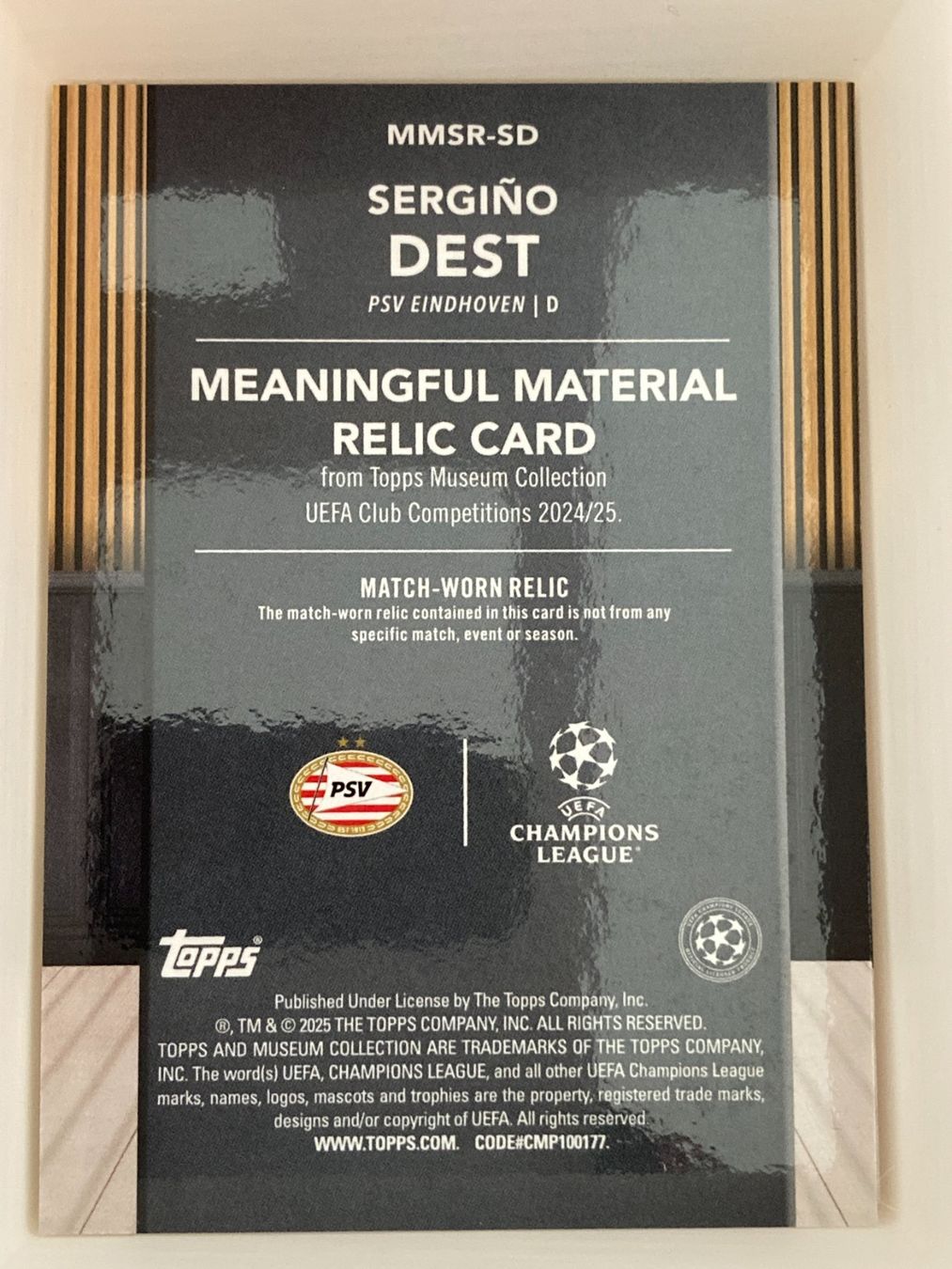Topps Carte collezionabili: Topps Museum UEFA 24-25 - Sergino Dest Patch /150 – Usato da La Tour-de-Peilz venduto da Tyalos_Cards 1