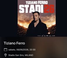 2 Tickets / 2 biglietti Tiziano Ferro
